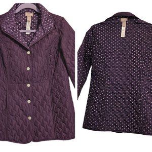 Reversible Chico's Women's Dark Purple Snaps Up Quilted Jacket Size S